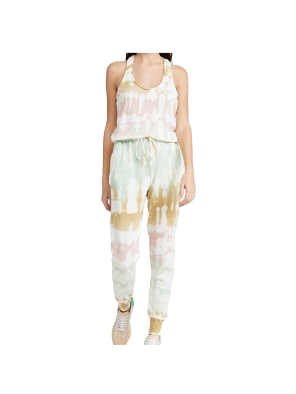 Young Fabulous & Broke Eberhart pink green yellow tie dye jumpsuit S